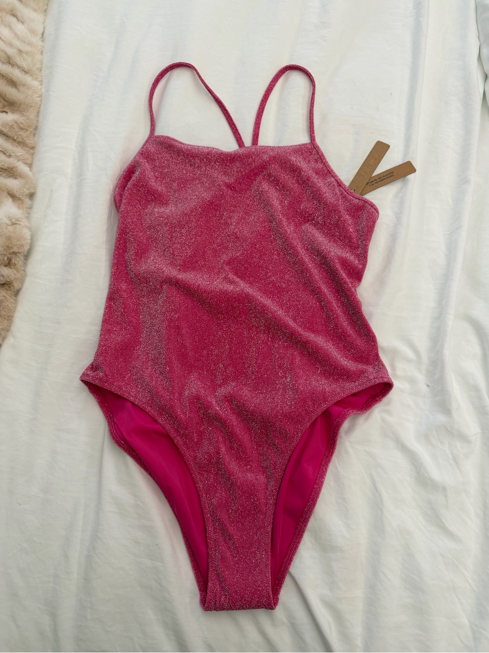 SKIMS Glitter Pink One-Piece Swimsuit
